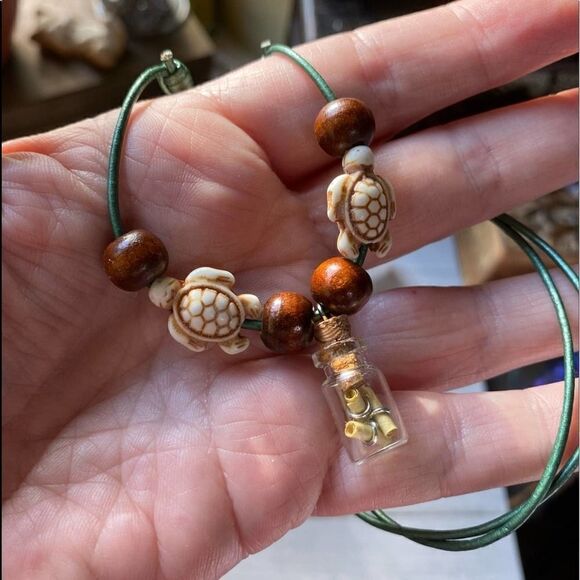 Message in a bottle Handmade Leather Cord Necklace - Picture 3 of 4